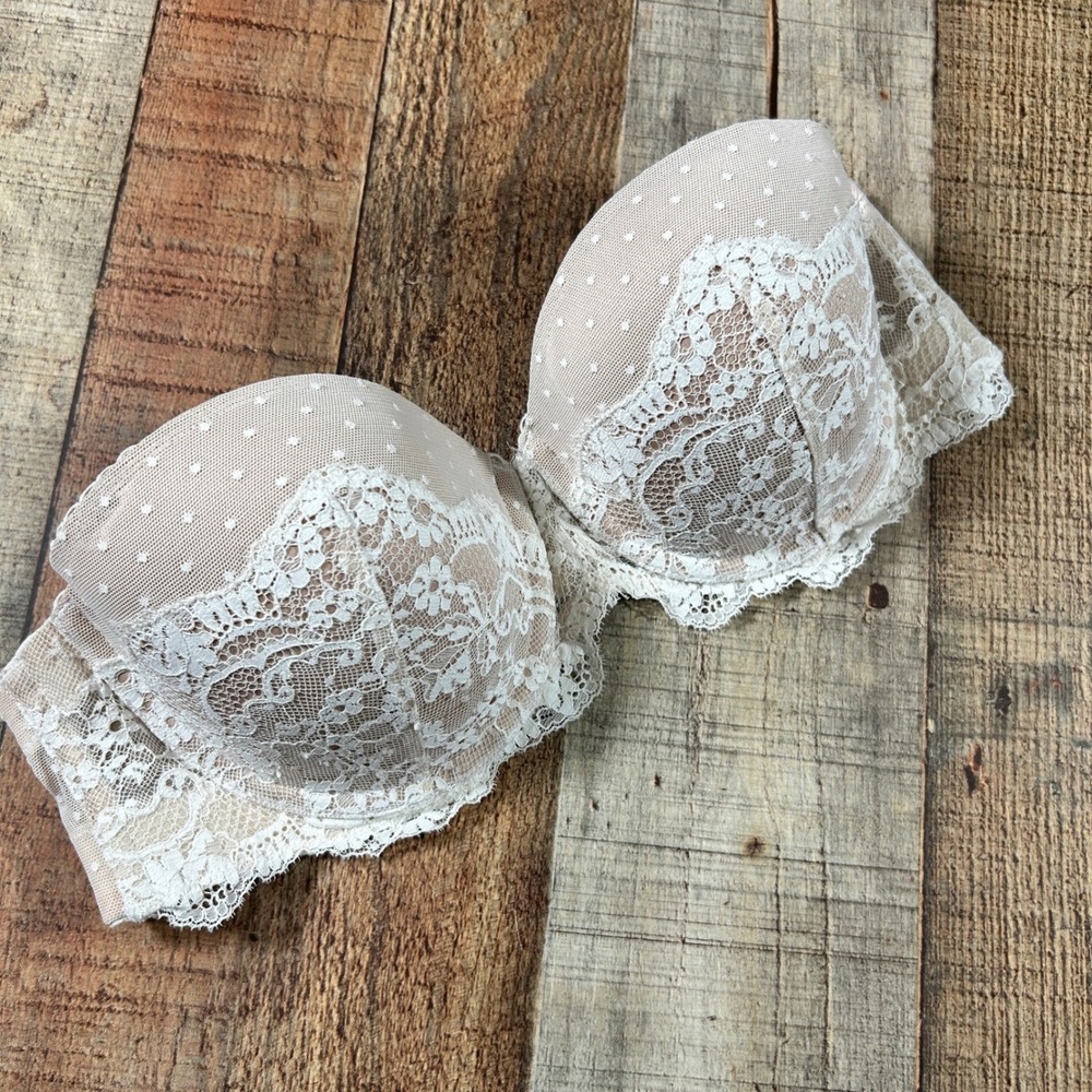 Victoria's Secret Ivory Lace Dream Angels Strapless Multiway Bra 34C Bridal